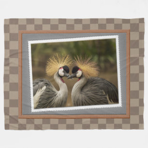 Grey Crowned Crane Bird Photography Print Fleece Blanket