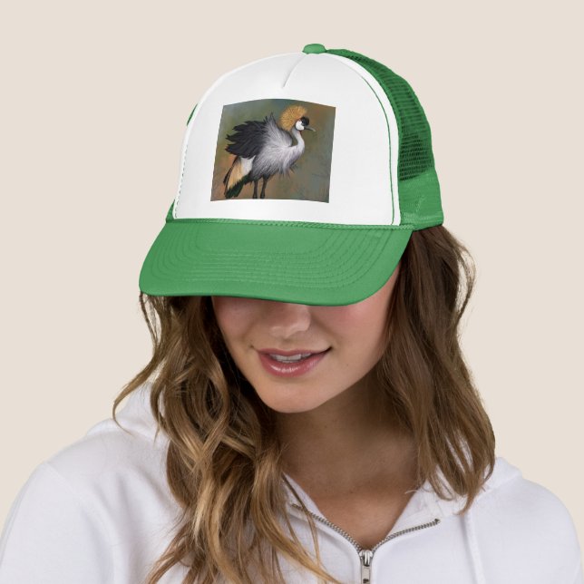 Grey Crowned Crane Bird Trucker Hat (In Situ)
