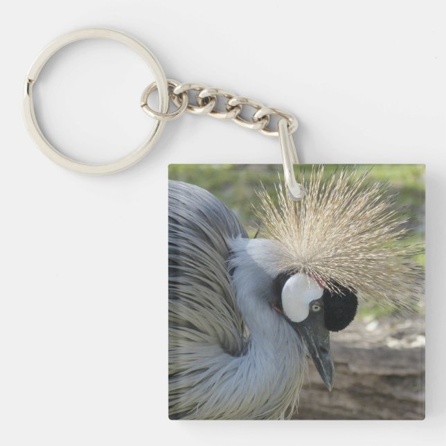 Grey Crowned Crane Key Ring (Front)