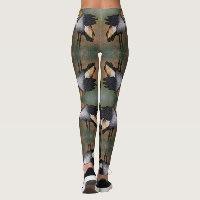 Grey Crowned Crane Leggings (Back)