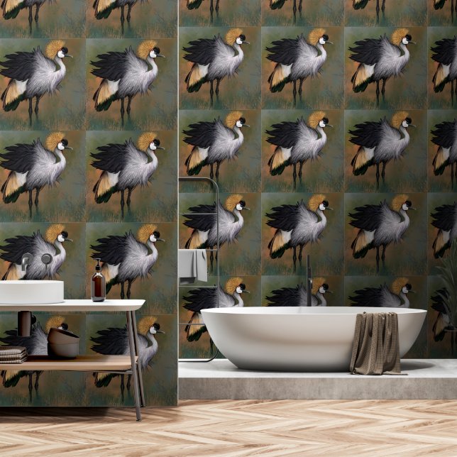 Grey Crowned Crane Wallpaper (Bathroom)