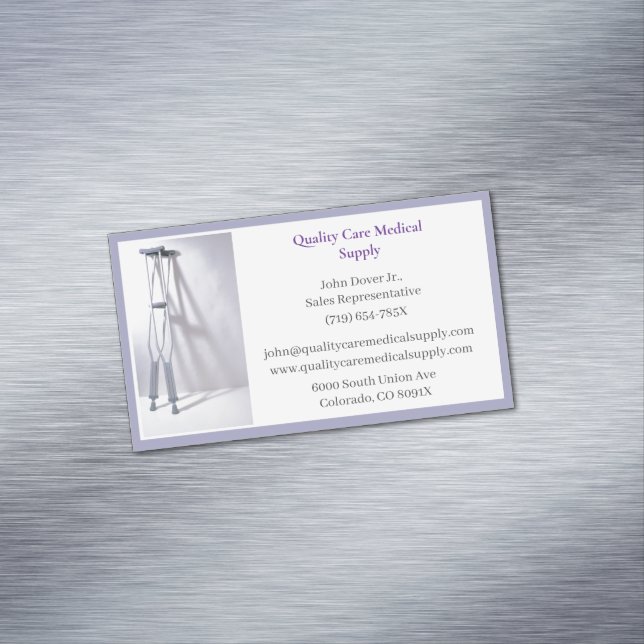 Grey Crutches Senior Care  Equipment Medical  Magnetic Business Card (In Situ)