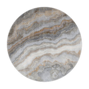 Grey Curly Marble: Golden Veins Cutting Board