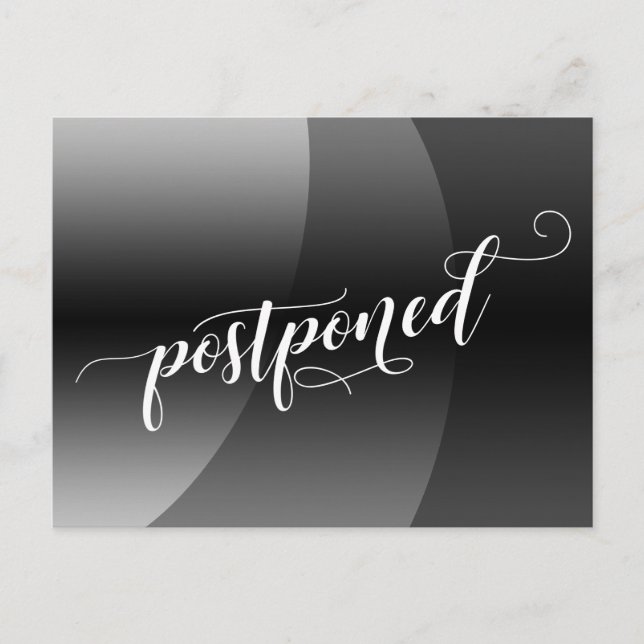 Grey Curves Postponed Wedding Announcement Postcard (Front)