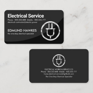 Grey Curves Silver Electrical Plug Business Card