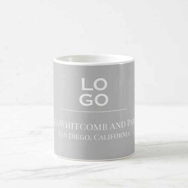 Grey Custom Business or Company Logo Coffee Mug (Center)