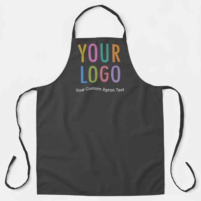 Grey Custom Company Apron with Logo Personalised (Front)