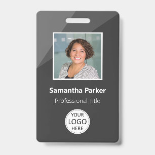 Grey Custom Employee - Photo ID, Logo, Bar Code ID Badge