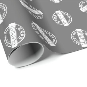 Grey Custom Grad year Graduation  Wrapping Paper