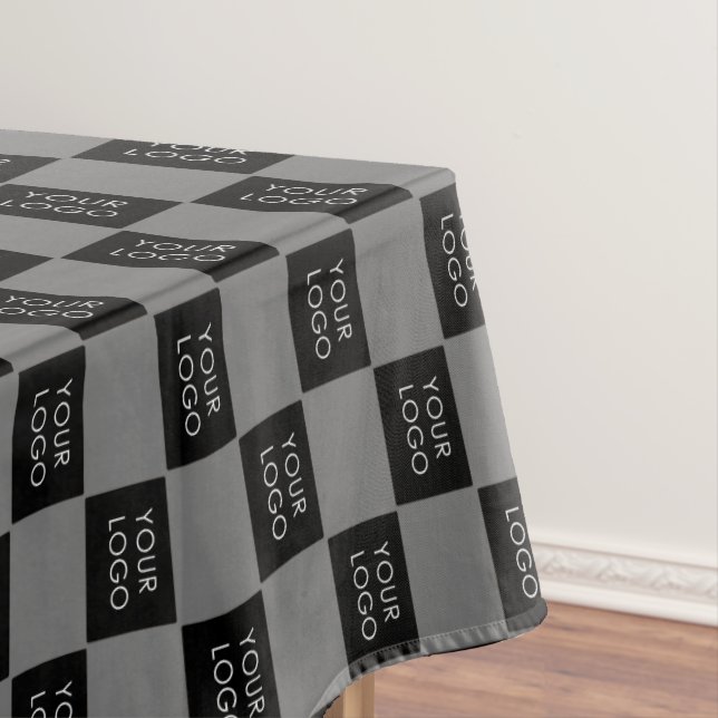Grey Custom Logo Business Company  Tablecloth (In Situ)