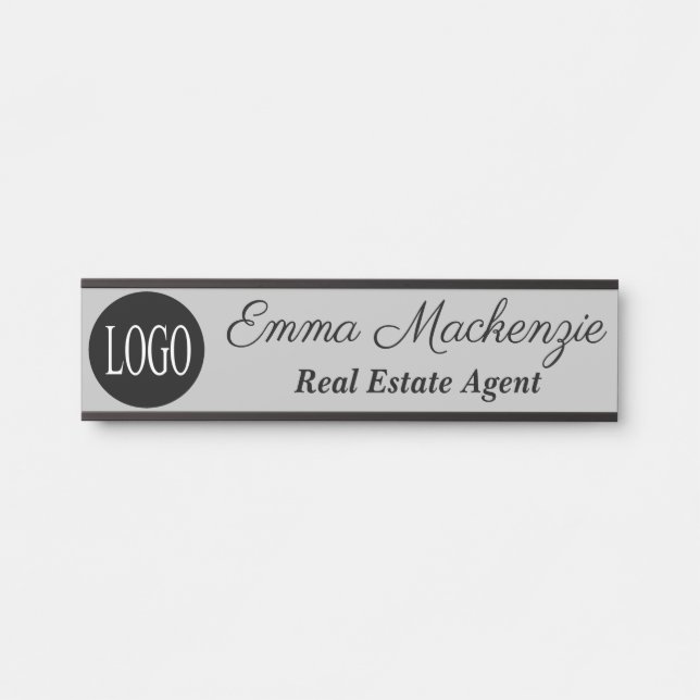 Grey Custom Logo Professional Office Door Sign (Front)