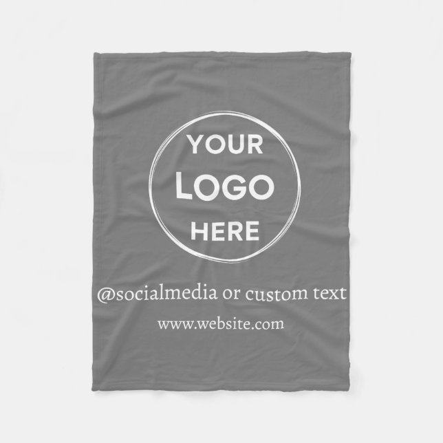  Grey Custom Logo Social Media Modern Business Fleece Blanket (Front)