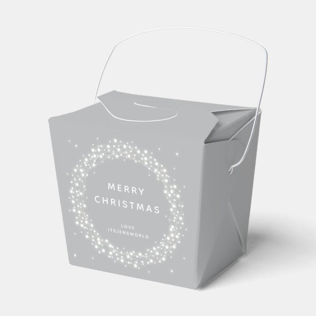 Grey Custom Message Sparkling Lights Christmas Favour Box (Front Side)