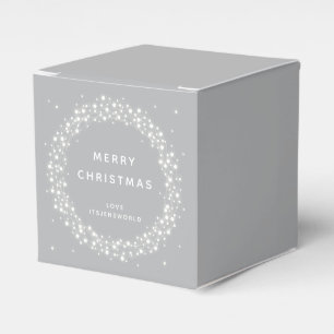 Grey Custom Message Sparkling Lights Christmas Favour Box