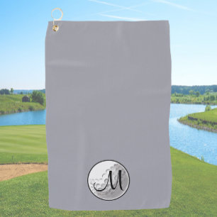 Grey custom monogram golf towel simple initial