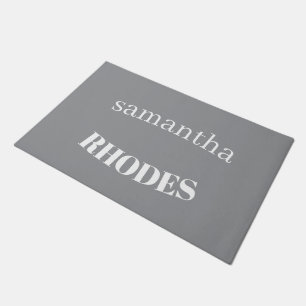 Grey custom monogram minimalist doormat