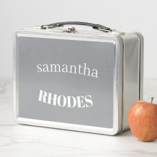 Grey custom monogram minimalist metal lunch box