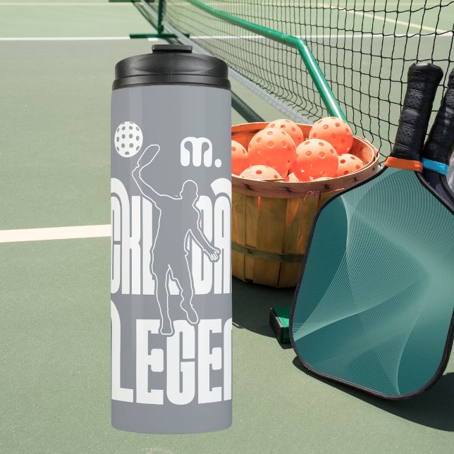 Grey Custom Monogram Pickleball Legend Thermal Tumbler (Creator Uploaded)