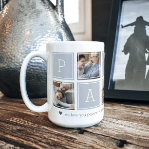 Grey   Custom Papaw 5 Photo Colorblock Collage Coffee Mug