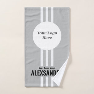 Grey Custom Sports Team Logo, Team & Player Name Hand Towel