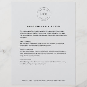 Grey Customizable logo text contact info business Flyer