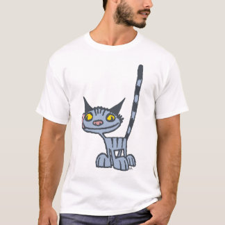 Grey Cute and Cool Kitty cartoon T-shirt