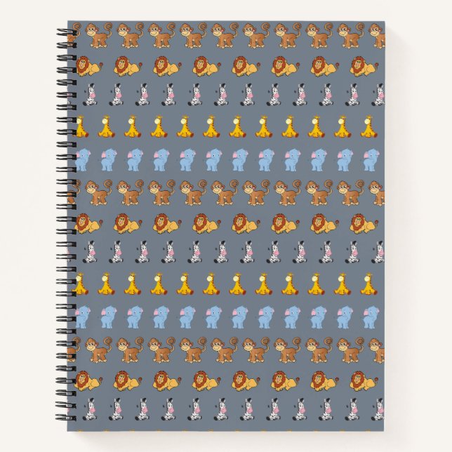 grey Cute safari animal pattern - Giraffe, Notebook (Front)