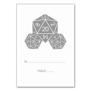 Grey D20 Dice Place Card