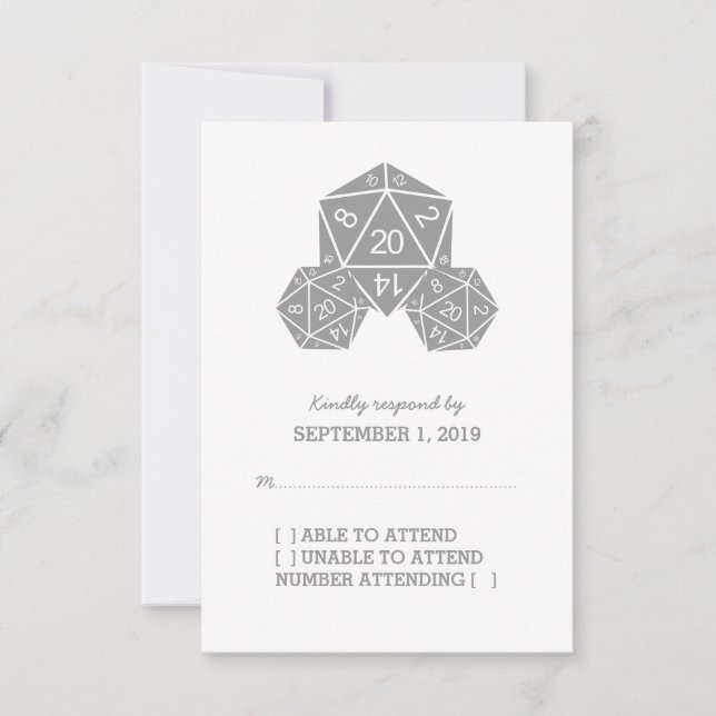 Grey D20 Dice Response Card (Front)