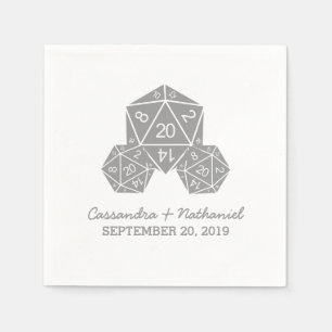 Grey D20 Dice Wedding Paper Napkins
