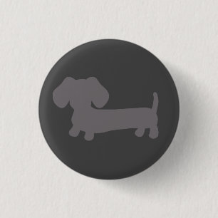 Grey Dachshund Button for Jackets and Bags