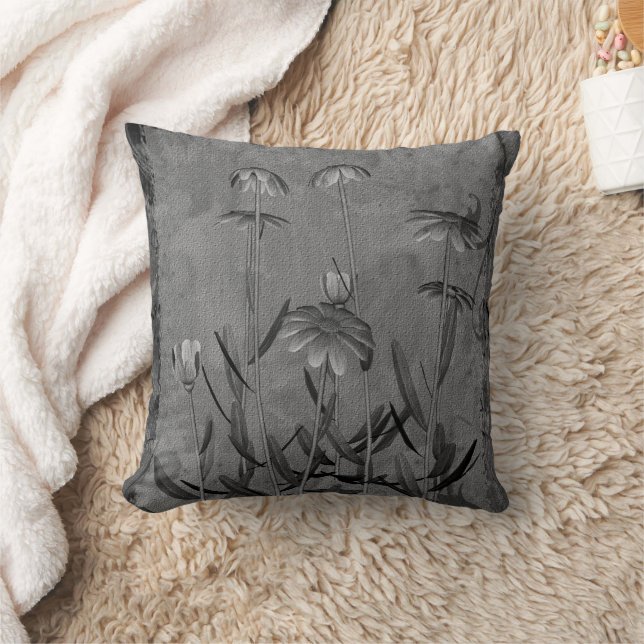 Grey Daisies Floral Art Cushion (Blanket)