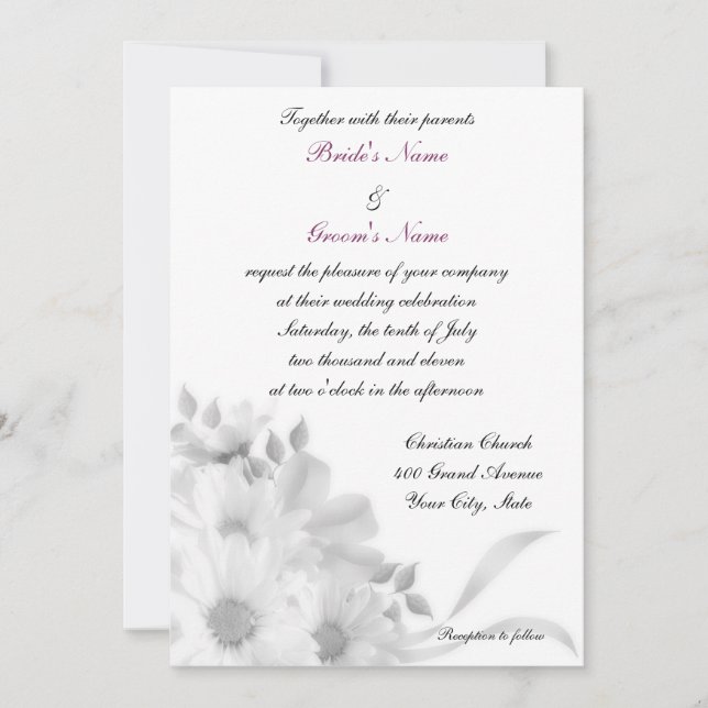 Grey Daisies Invitation (Front)