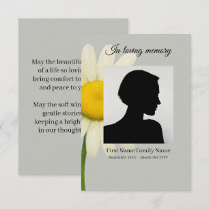 Grey daisy funeral prayer card