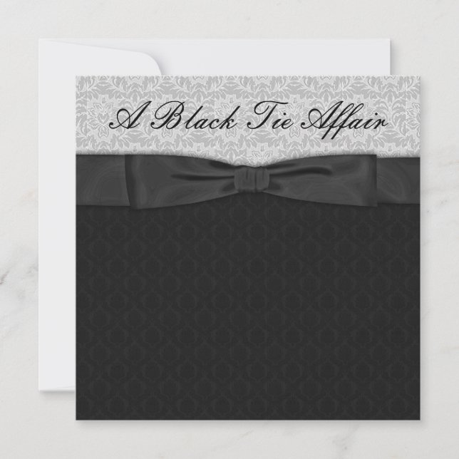 Grey Damask Black Tie Formal Corporate Party Invitation (Front)