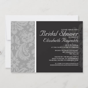 Grey Damask Bridal Shower Invitations