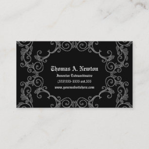 Grey Damask Calling Card Gothic Business Card