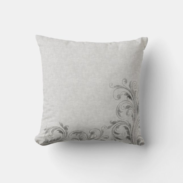 Grey Damask Cushion (Front)