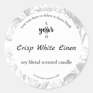Grey Damask Custom Container Candle Label
