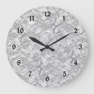 Grey Damask Elegant Bathroom Set Clock