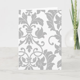 Grey Damask on White Card