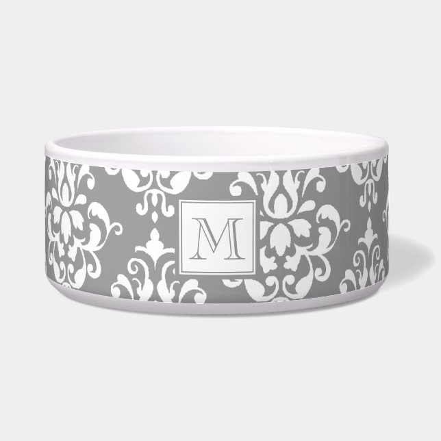 Grey Damask Pattern 1 with Monogram (Front)
