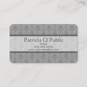 Grey Damask Pattern Business Card