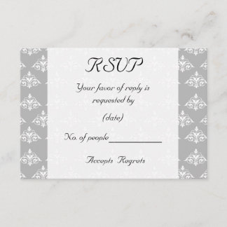 Grey Damask RSVP Card