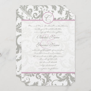 Grey Damask Sweet Lilac Wedding Invitations