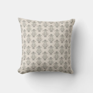 Grey Damask Vintage Rustic Print Cushion