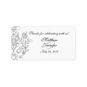 Grey Damask Wedding Favour Labels / Stickers