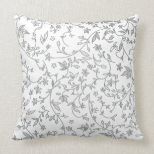 Grey Damasks On White Cushion
