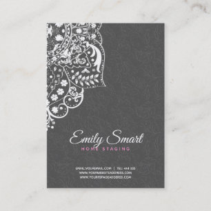Grey Damasks White Vintage Lace-Appointment Card