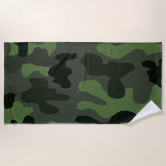 Grey dark green camouflage no.14 print  beach towel